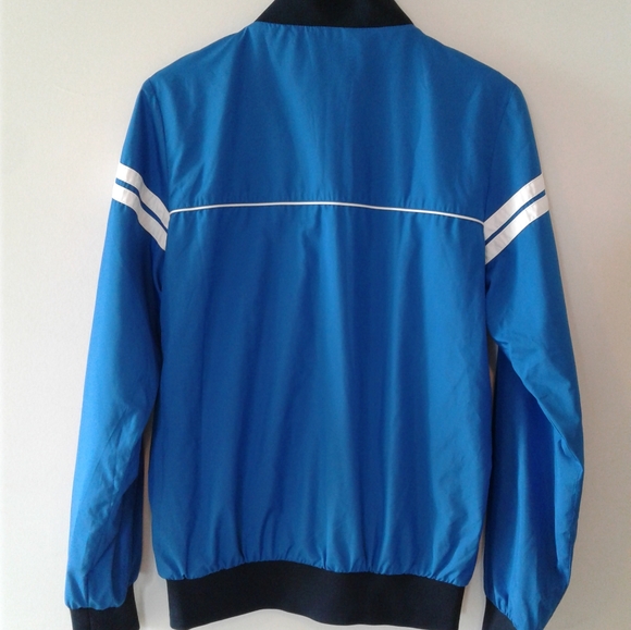 Sergio Tacchini Italy tennis Full Zip Track Jacket Size S retro gray lined blue - Picture 2 of 8